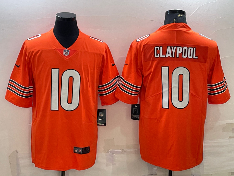 Men's Chicago Bears Chase Claypool #10 Orange Jersey